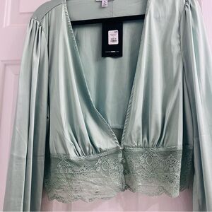 NWT- Fashion Nova Sophisticated Sofie Top - Sage